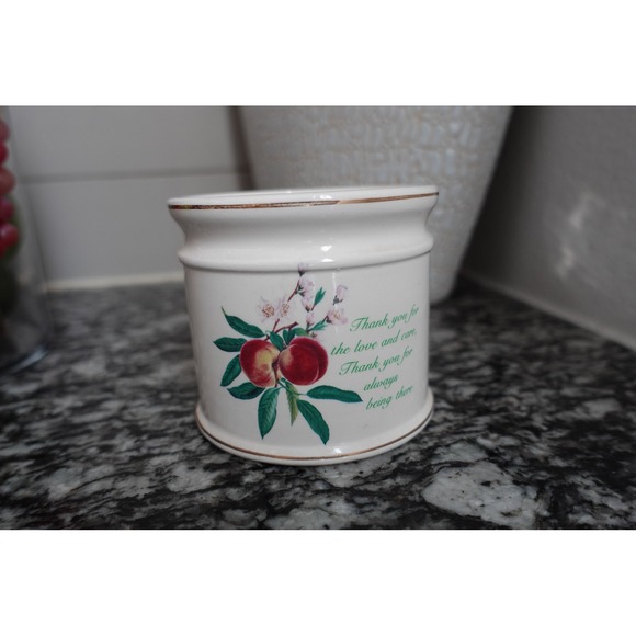 Vintage Ceramic Peach Blossom Thank You candleholder‎ Holder Home accents - Picture 1 of 7